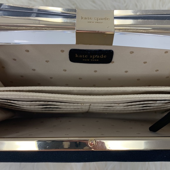 Kate Spade Clutch Acrylic Bow Gold Trim - Picture 6 of 10